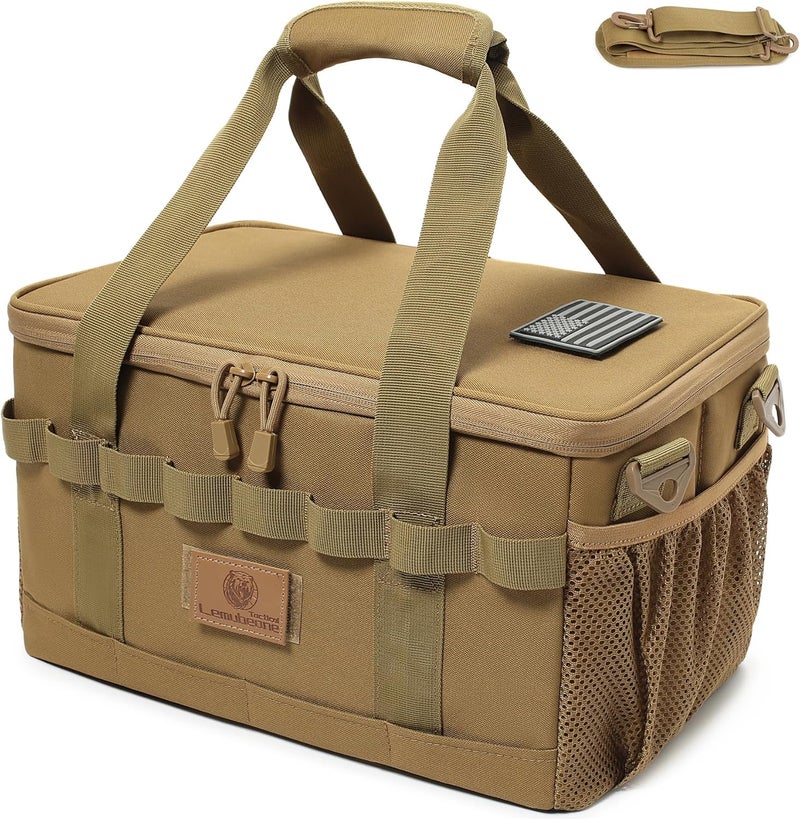 Lemubeane Tactical Camping Storage Bag 18L Tactical Utility Tote Bag Camping Cookware Organizer Trunk Organizer (Khaki) - Image 1